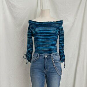 Michael Kors Aegean Blue Off The Shoulder Top M